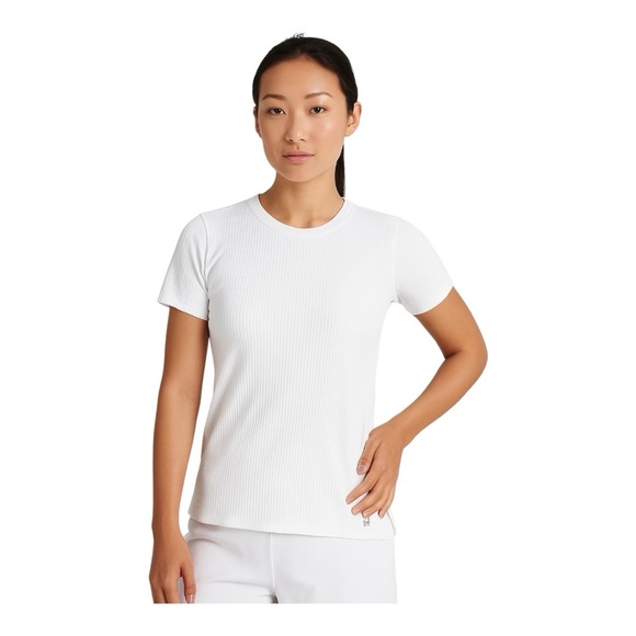 EleVen by Venus Williams Love to Love Rib Tee – White – Sizes M & L – NWT - Picture 1 of 9